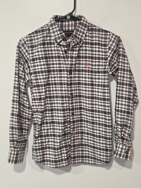 Ariat Pro Series Boys Long Sleeve Plaid Button-Down Shirt Size 10-12